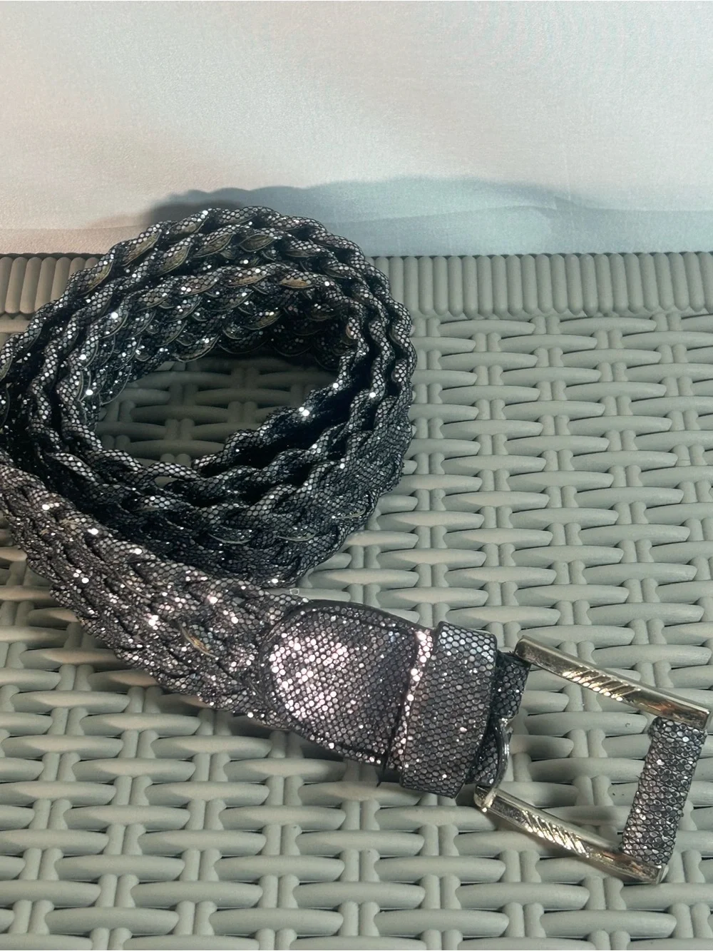 Woven Leather-Style Braided Belt - Black